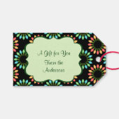 Weihnachtslicht im Muster der farbenfrohen Kreise Geschenkanhänger (Vorderseite (Horizontal))