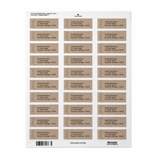 Weihnachtslicht Imitate Burlap-Mailing-Label (Vorne)