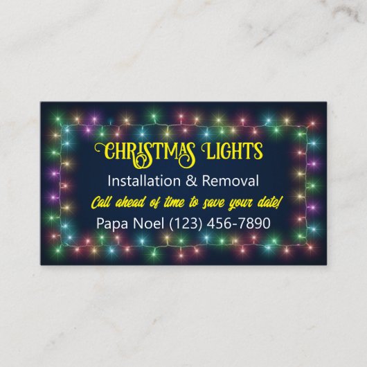 Weihnachtslicht Installation Business Cards Visitenkarte (Vorderseite)