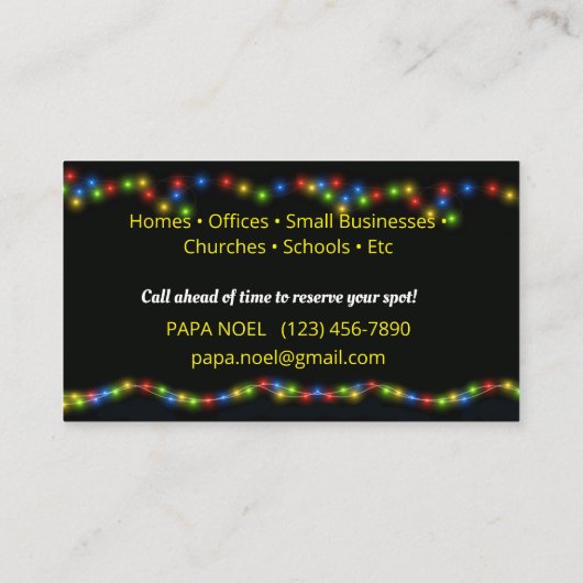 Weihnachtslicht Installation Business Cards Visitenkarte (Rückseite)