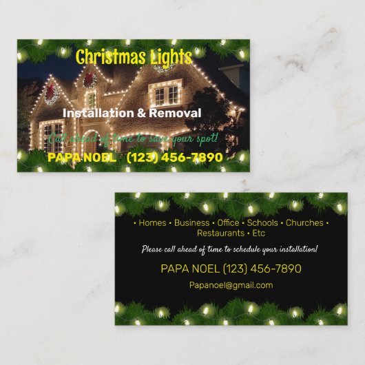 Weihnachtslicht Installation Business Cards Visitenkarte (Vorne/Hinten)