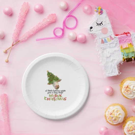 Weihnachtslicht Kuh Liebhaber Klassischer T - Shir Pappteller (Party)