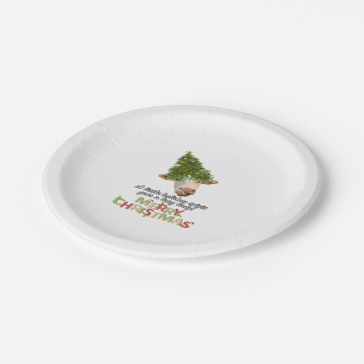 Weihnachtslicht Kuh Liebhaber Klassischer T - Shir Pappteller (Schrägansicht)