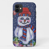 Weihnachtslicht lächelnd Schneemann Case-Mate iPhone Hülle (Rückseite)