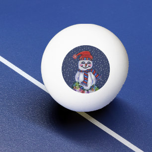 Weihnachtslicht-lächelnde Schneemann-Schneeflocken Tischtennisball