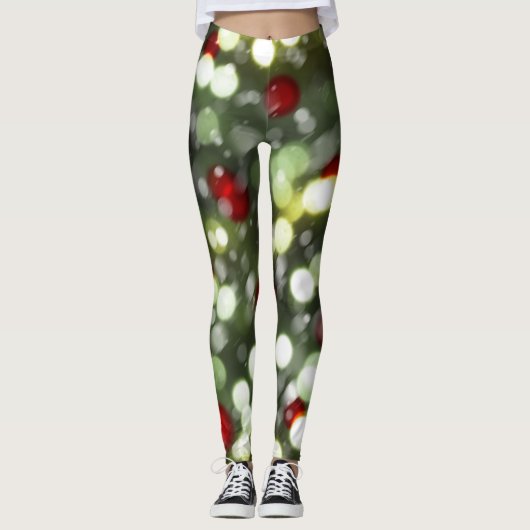 Weihnachtslicht-Leggings mit Schnee Leggings (Vorderseite)
