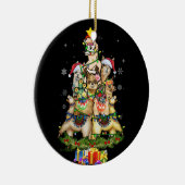 Weihnachtslicht Llama Weihnachtsmannmütze Tree Lla Keramik Ornament (Rechts)