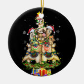 Weihnachtslicht Llama Weihnachtsmannmütze Tree Lla Keramik Ornament (Vorne)