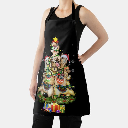 Weihnachtslicht Llama Weihnachtsmannmütze Tree Lla Schürze (InSitu)