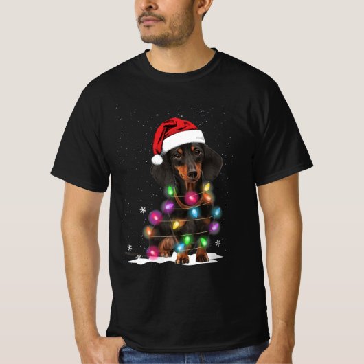 Weihnachtslicht mit Schnee in der Dackel T-Shirt (Vorderseite)
