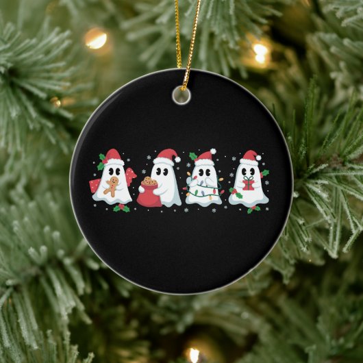 Weihnachtslicht Niedlich Ghost Xmas Boo Keramik Ornament (Baum)