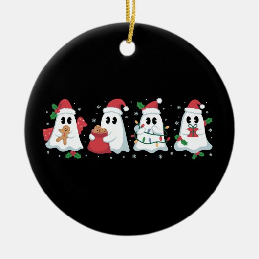 Weihnachtslicht Niedlich Ghost Xmas Boo Keramik Ornament (Vorne)