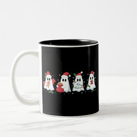 Weihnachtslicht Niedlich Ghost Xmas Boo Zweifarbige Tasse (Links)