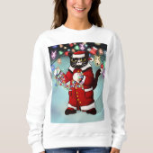 Weihnachtslicht Niedlich Tuxedo Chat Sweatshirt (Vorderseite)