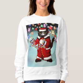 Weihnachtslicht Niedlich Tuxedo Chat Sweatshirt