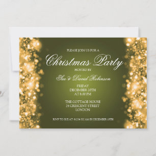 Weihnachtslicht-Party glühend Gold Einladung