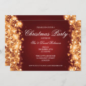 Weihnachtslicht-Party glühend Gold Einladung (Vorne/Hinten)