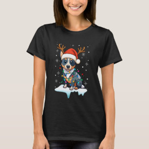 Weihnachtslicht-Rentier-Santa-Hut Australisches Vi T-Shirt