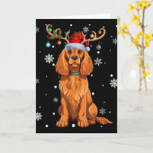Weihnachtslicht-Rentier-Santa-Hut Er Spaniel Xmas Karte (Gelbe Blume)
