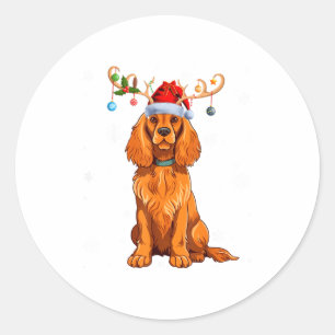 Weihnachtslicht-Rentier-Santa-Hut Er Spaniel Xmas Runder Aufkleber