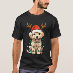 Weihnachtslicht-Rentier-Santa-Hut Golden Retrieve T-Shirt