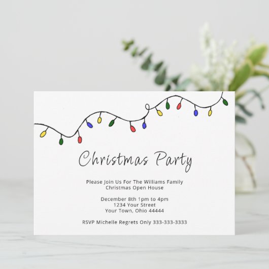 Weihnachtslicht Retro Feiertag Party Einladung (Stehend Vorderseite)