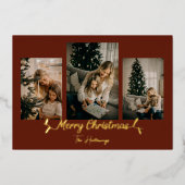 Weihnachtslicht Rot 3 Foto Folien Feiertagskarte (Vorderseite)