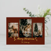 Weihnachtslicht Rot 3 Foto Folien Feiertagskarte (Stehend vorne)