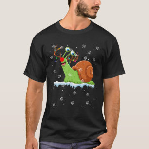 Weihnachtslicht Schnecke Funny Rentier Snail Lover T-Shirt