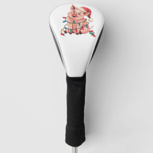 Weihnachtslicht Schwein mit Weihnachtshut - Pig Lo Golf Headcover
