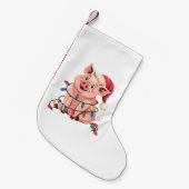 Weihnachtslicht Schwein mit Weihnachtshut - Pig Lo Kleiner Weihnachtsstrumpf (Vorderansicht (hängend))