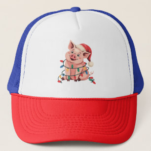 Weihnachtslicht Schwein mit Weihnachtshut - Pig Lo Truckerkappe