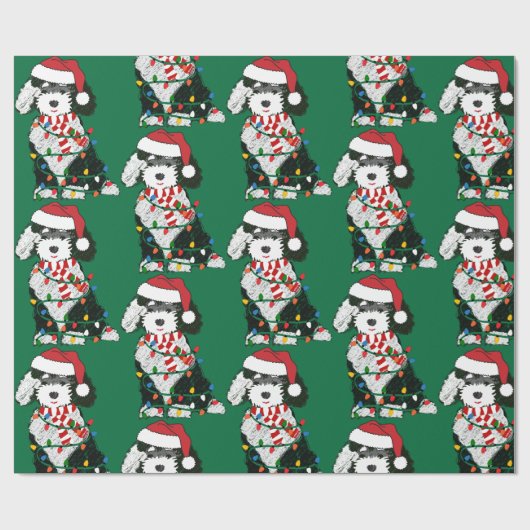 Weihnachtslicht Sheepadoodle Geschenkpapier (Flach)