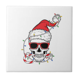 Weihnachtslicht-Skelett-Schädel Fliese