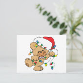 Weihnachtslicht Teddybär Feiertagspostkarte (Stehend Vorderseite)