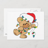 Weihnachtslicht Teddybär Feiertagspostkarte (Vorne/Hinten)