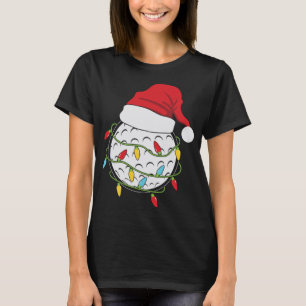 Weihnachtslicht Weihnachtsmannmütze Golf Ball Funn T-Shirt