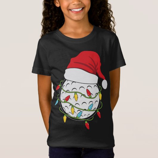 Weihnachtslicht Weihnachtsmannmütze Golf Ball Funn T-Shirt (Vorderseite)