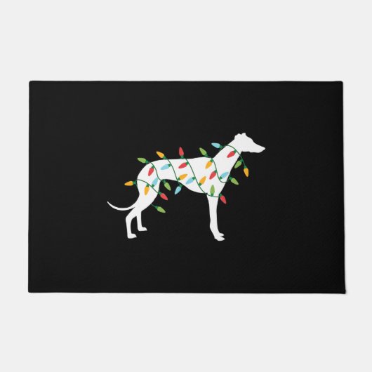 Weihnachtslicht Windhund zu niedlichen Geschenke H Fußmatte (Vorderseite)