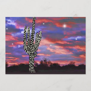 Weihnachtslicht Wüste Saguaro Cactus Einladung