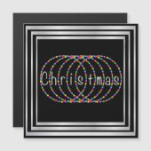 Weihnachtslichtdesign auf Schwarz mit Silber Magnetkarte (Vorne/Hinten)
