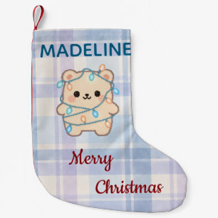 Weihnachtslichter Bär Cute Pastel Pixel Art Kleiner Weihnachtsstrumpf