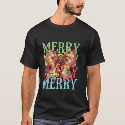 Weihnachtslichter Bogen Coquette Style Holiday Des T-Shirt (Vorderseite)