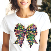 Weihnachtslichter Bow Retro Holiday Tri-Blend Shirt