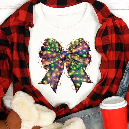 Weihnachtslichter Bow Retro Holiday Tri-Blend Shirt