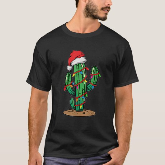 Weihnachtslichter Cactus Lover Funny Xmas Geschenk T-Shirt (Vorderseite)