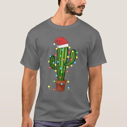Weihnachtslichter Cactus Lover Funny Xmas Geschenk T-Shirt (Vorderseite)