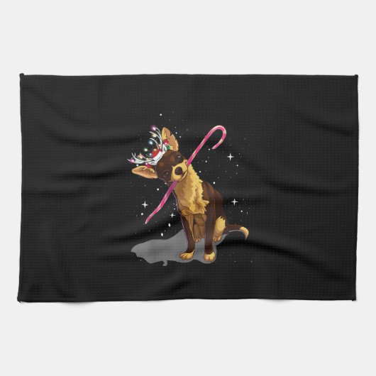 Weihnachtslichter Chihuahua Geschirrtuch (Horizontal)