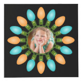 Weihnachtslichter Circle Orange und Blue Foto Cube Würfel (Vorderseite)