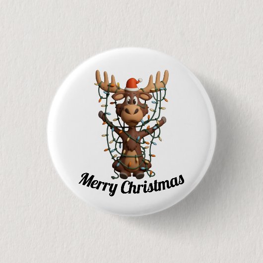 Weihnachtslichter Elch Button (Vorderseite)